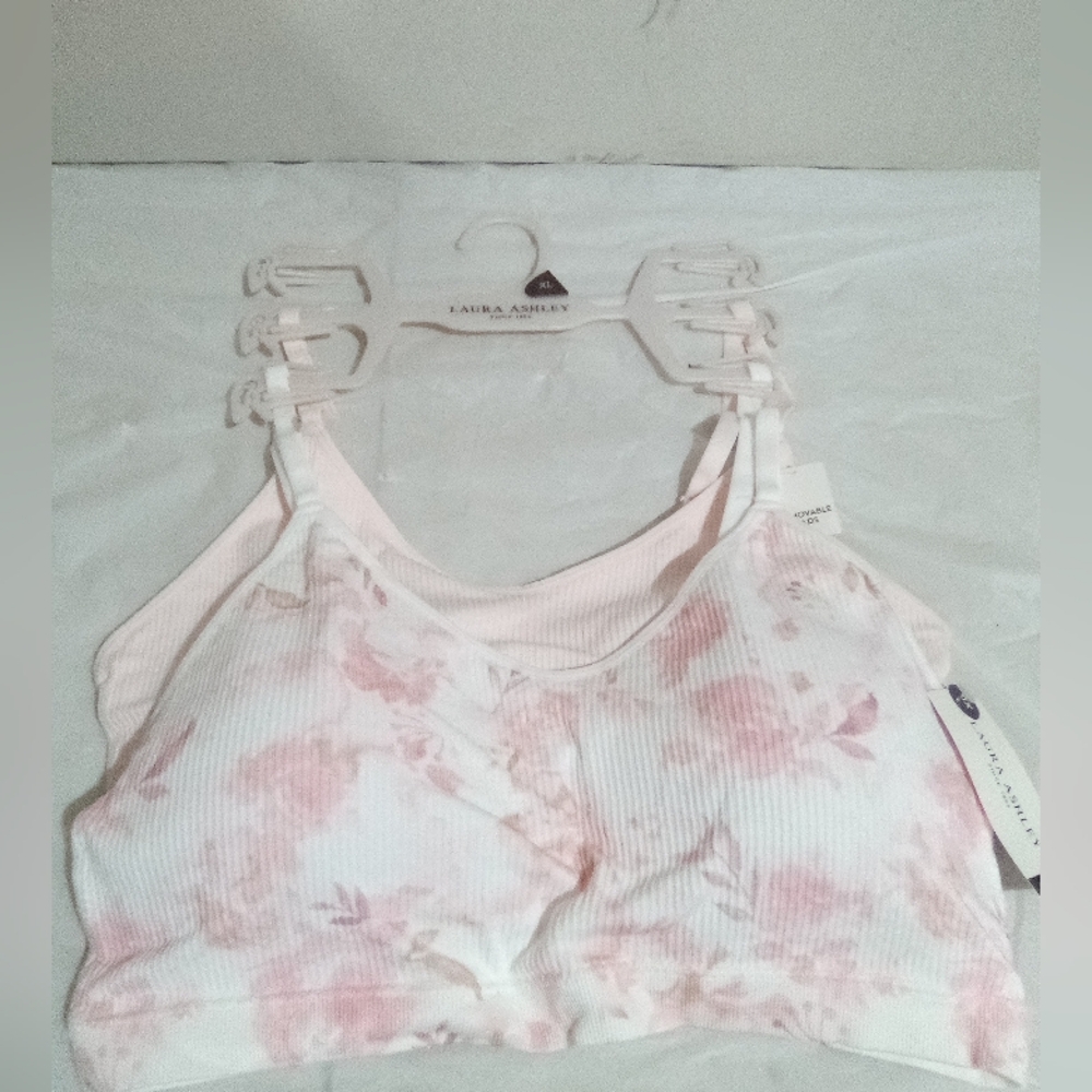Laura Ashley Pink and White Floral Bralette Duo